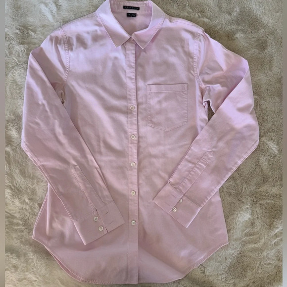 Theory Nikala Oxford Button Down Shirt in pink size Medium - Picture 3 of 12